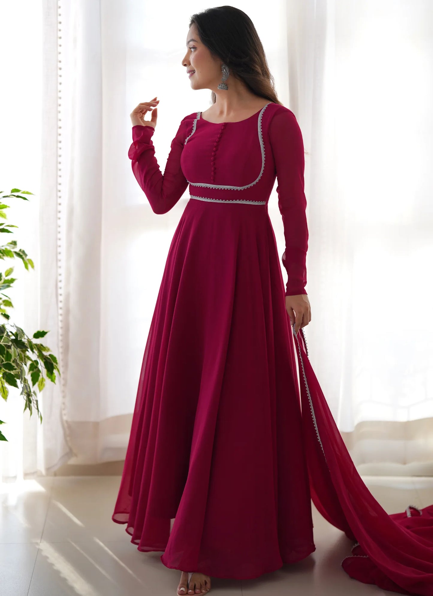 Pure Soft Fox Georgette Anarkali Pink