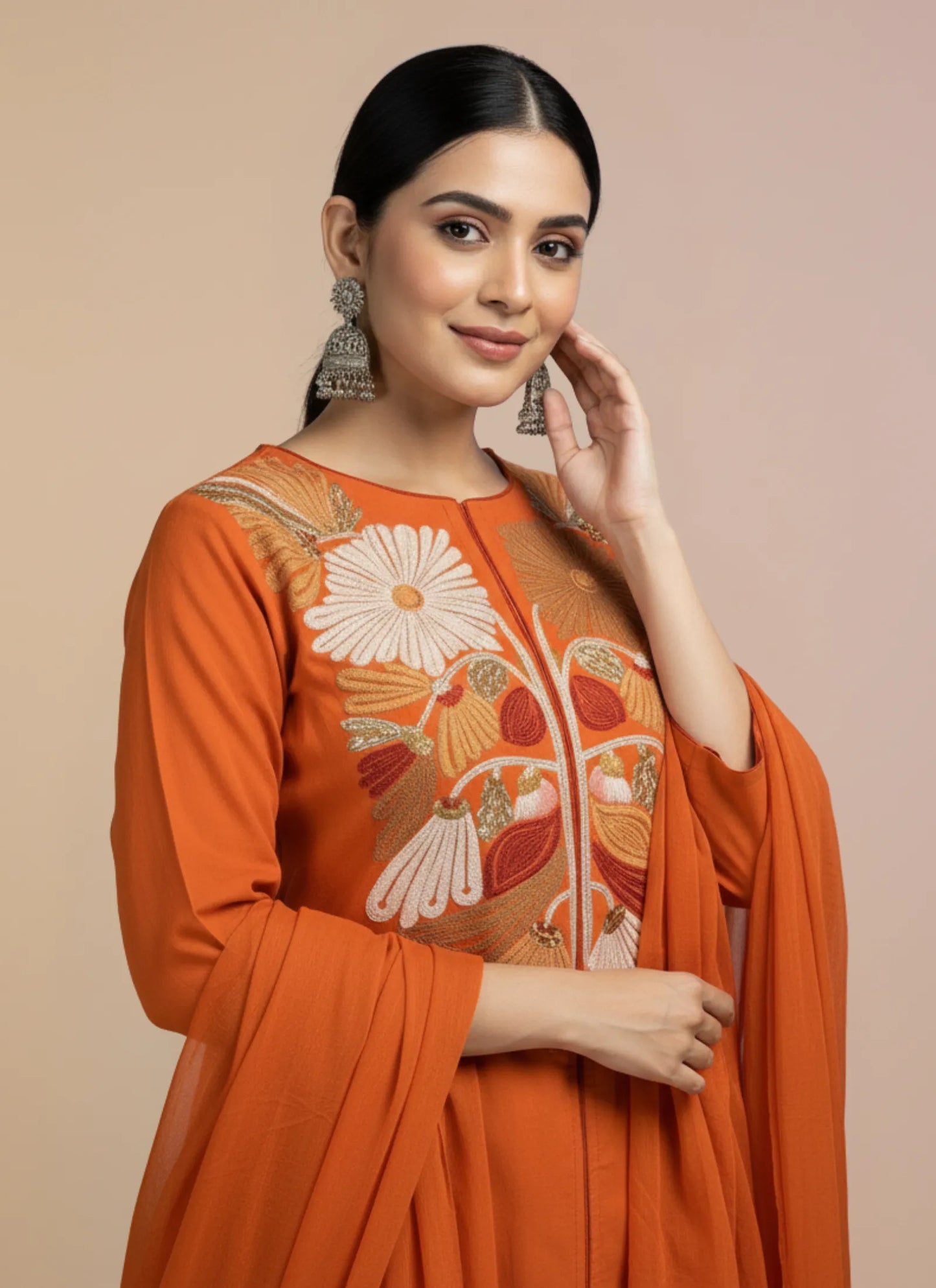 Mrugna Anarkali Plazzo Set Orange