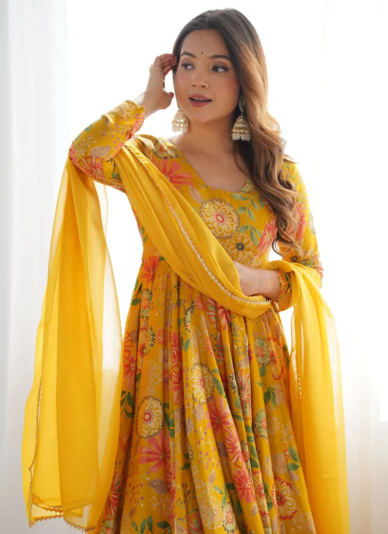 Heavy Pure Soft Romansilk Chanderi Discharge Print Fabric Yellow