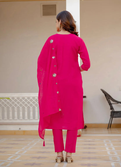 Pink Pure Viscose Designer Kurta Set