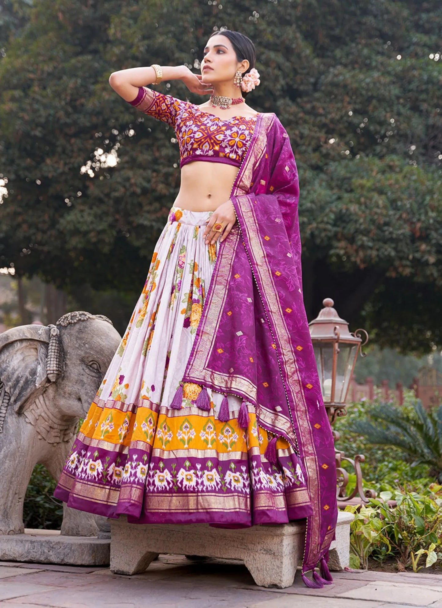 Purple Floral Print Lehenga Choli