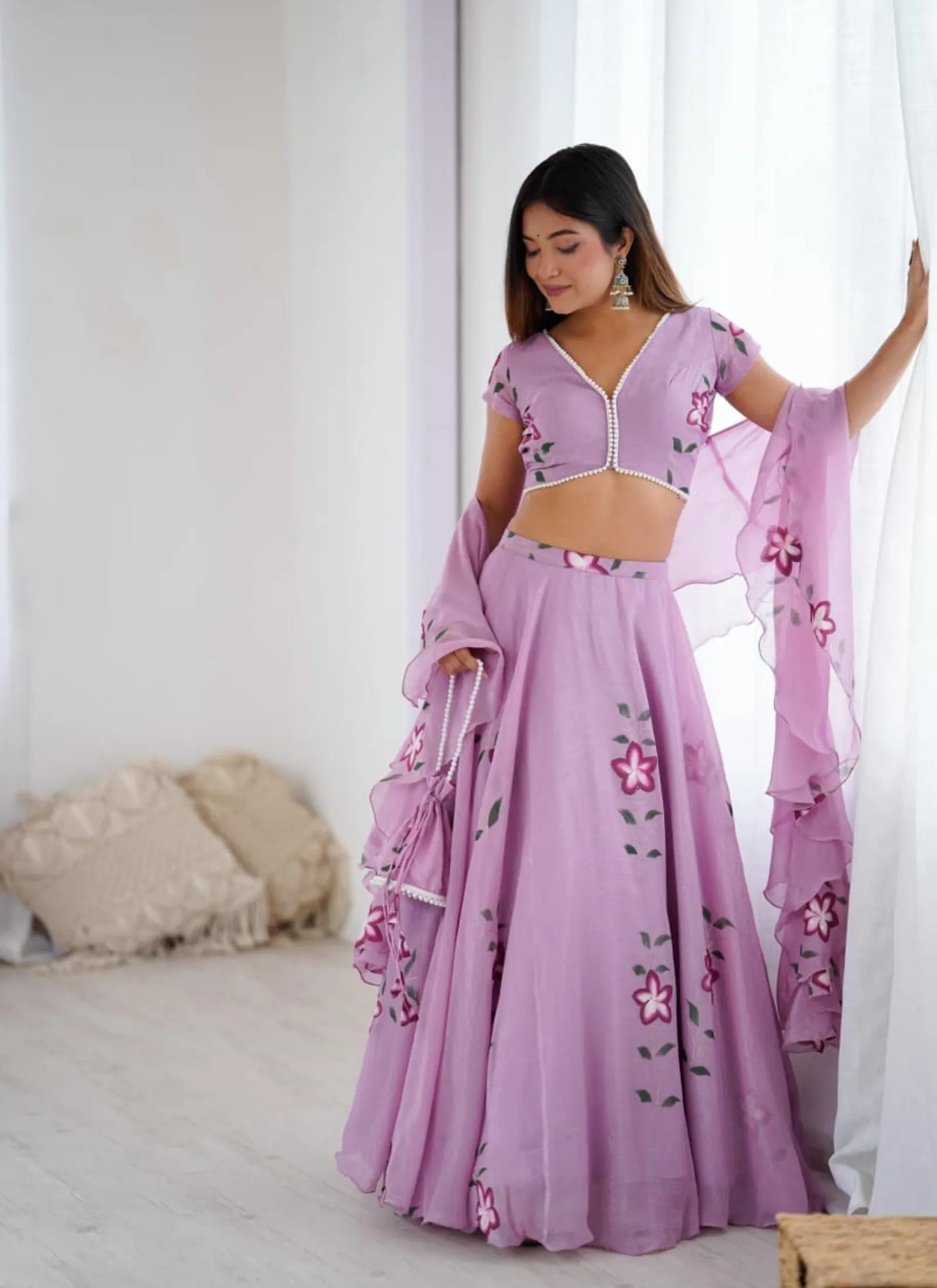 Fandy Handpaint Lehenga Choli Mauve