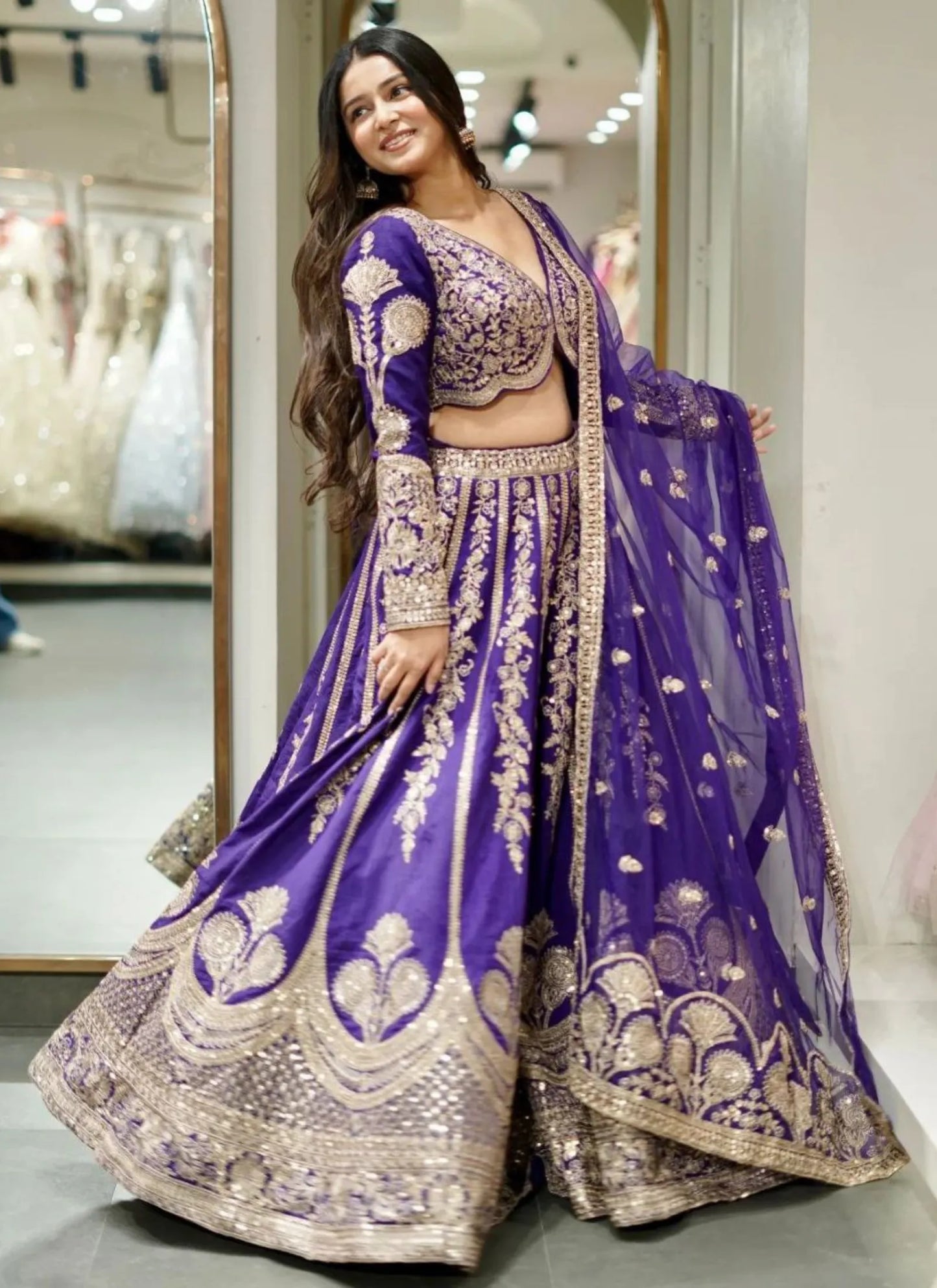 Premium Heavy Slub Silk Lehenga Choli Blue