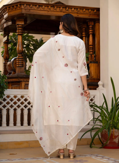 White Pure Viscose Designer Kurta Set