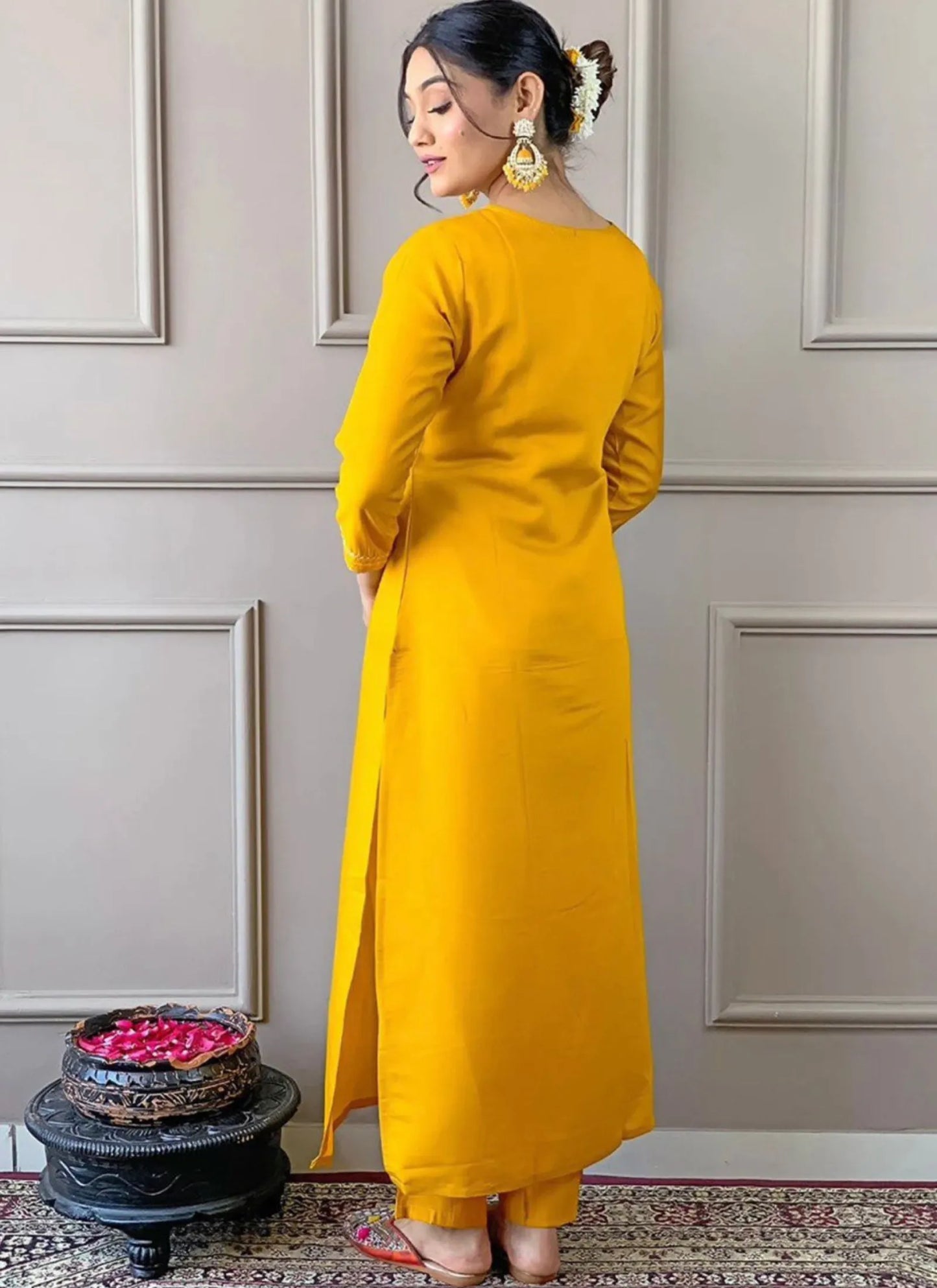 Yellow Vertican Silk Kurta Set