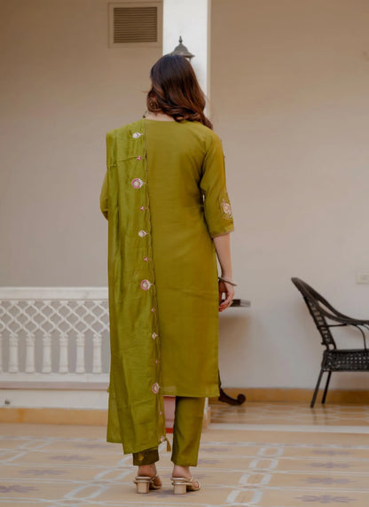 Mehndi Pure Viscose Designer Kurta Set