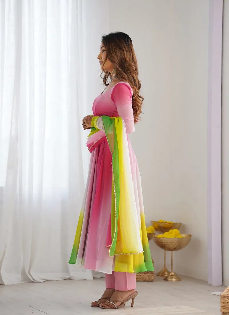 Heavy Pure Soft Fox Georgette Anarkali Multicolor