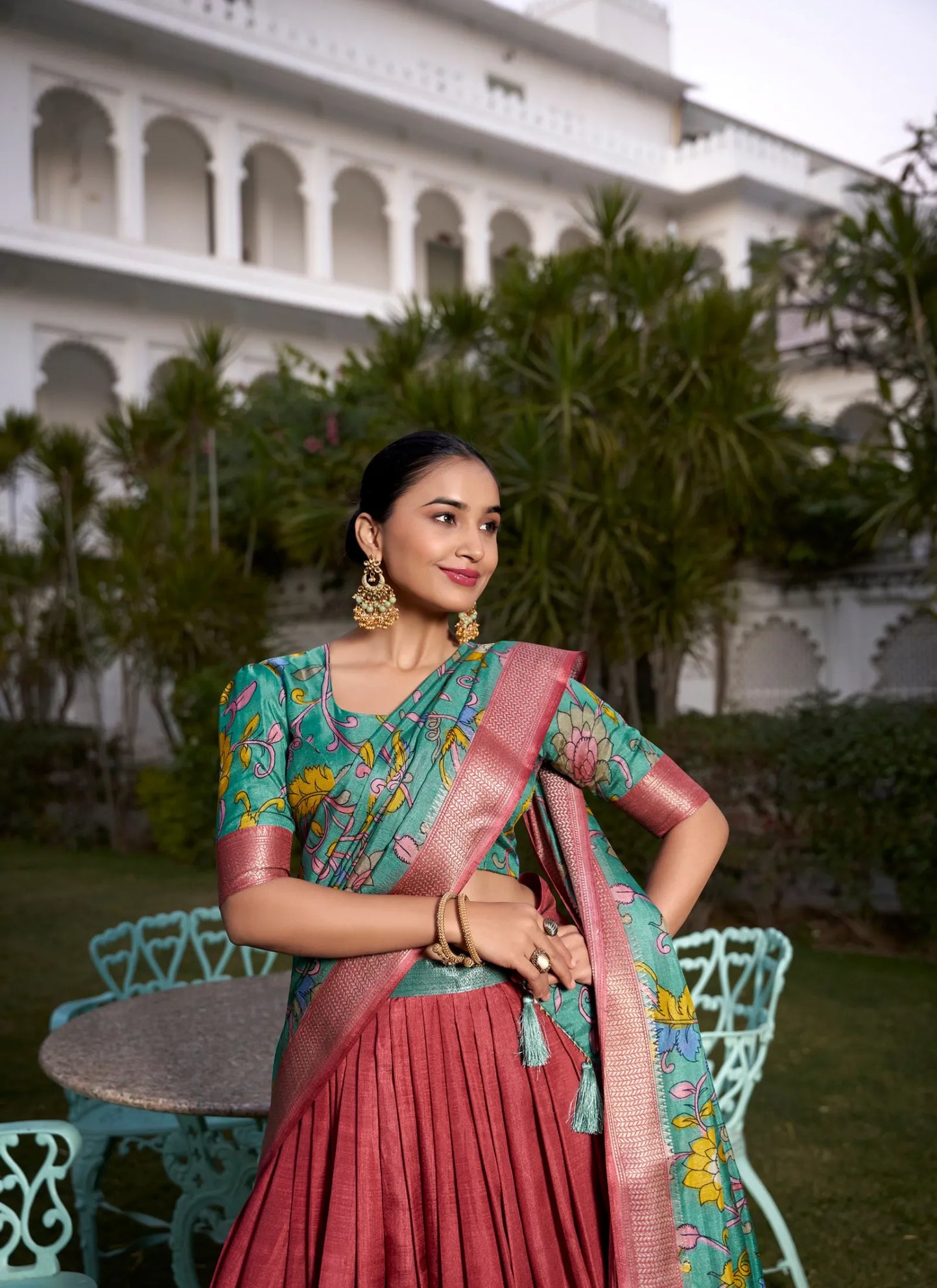 Beautiful Tusser Silk Lehenga Choli Red
