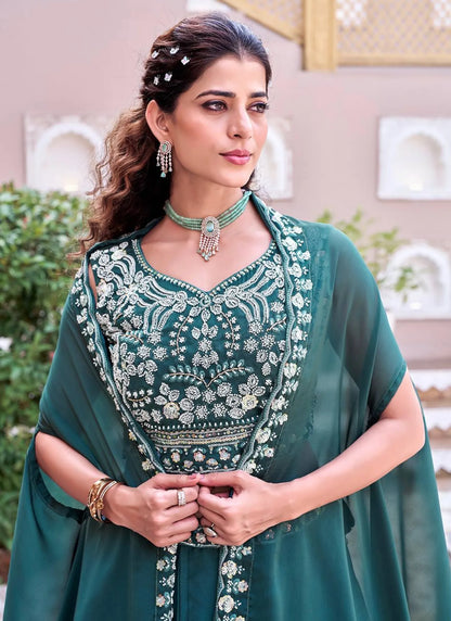 Green Pure Rangoli Silk Lehenga Choli