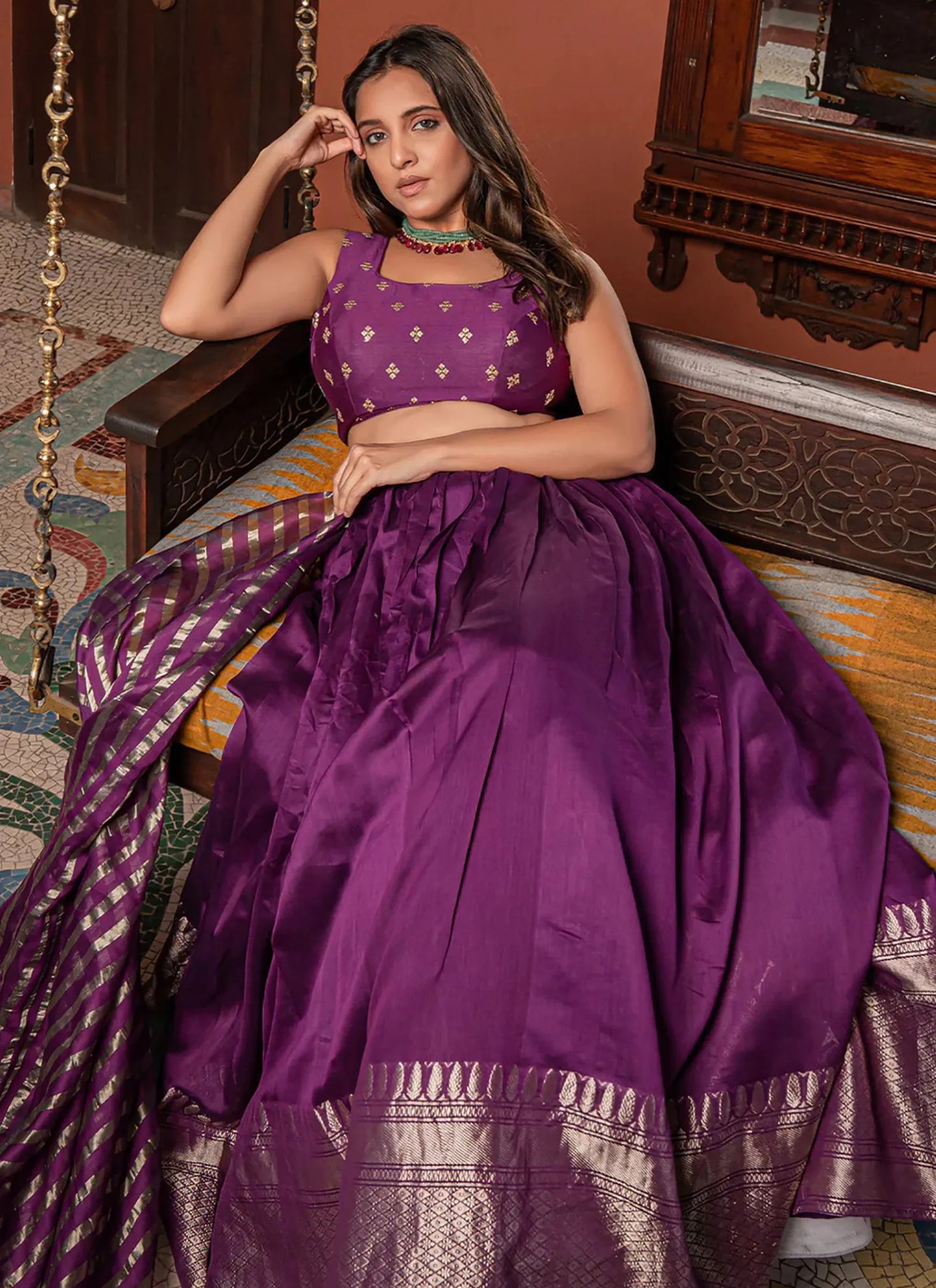 Embellished Vardhman Lehenga Choli Purple