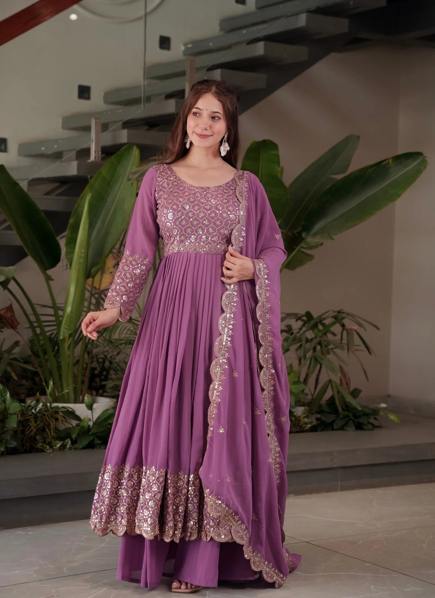 Heavy Faux Georgette Sharara Suit