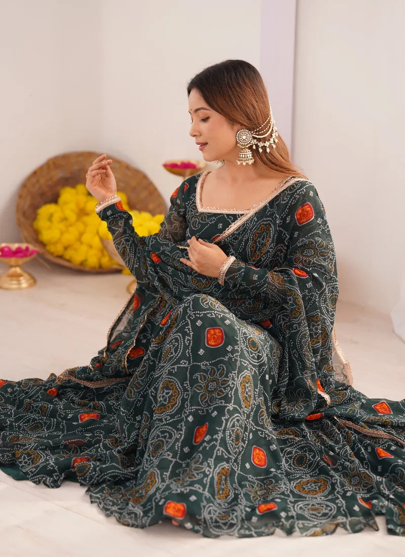 Pure Soft Lightweight Chiffon Anarkali Green