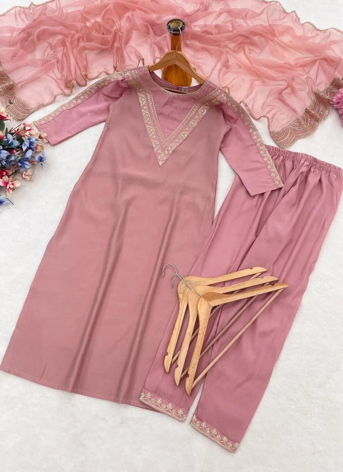 Light Pink Heavy Roman Kurta Suit