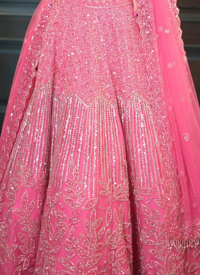 Premium Net Lehenga Gulabi