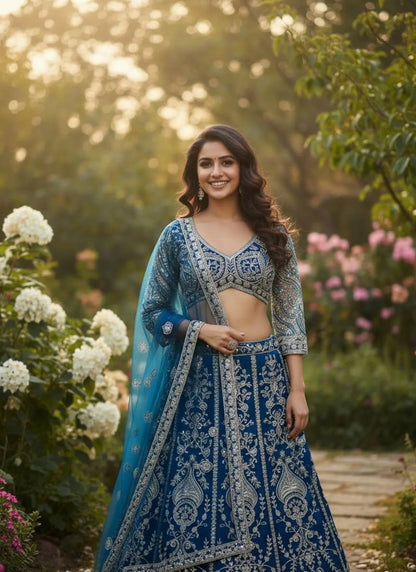Regal Embroidered Lehenga Choli Blue