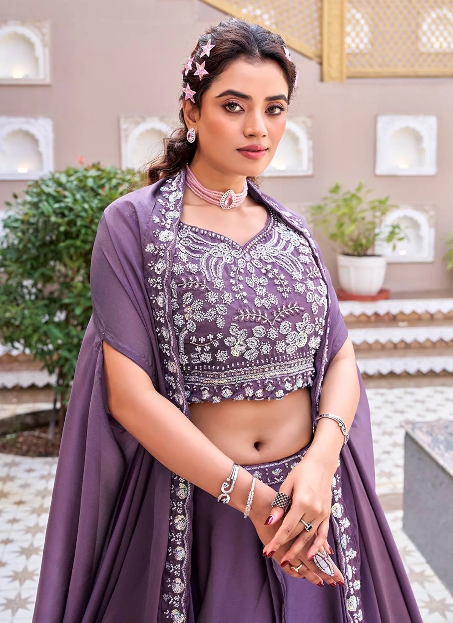 Purple Pure Rangoli Silk Lehenga Choli