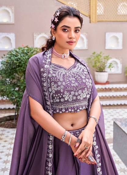 Purple Pure Rangoli Silk Lehenga Choli