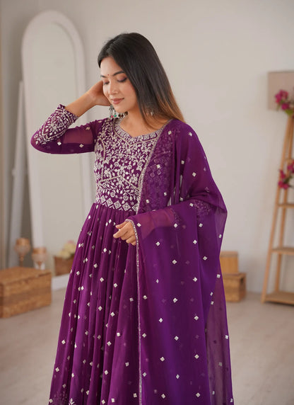 Purple Heavy Faux Georgette Anarkali Suit