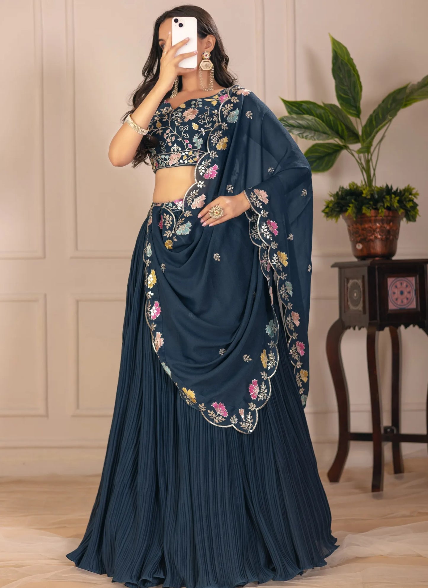 Cyan Fox Georgette Lehenga Choli