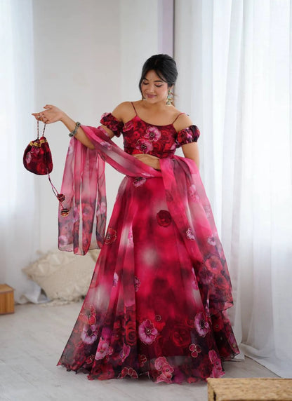 Pure Organza digital Print Lehenga Choli