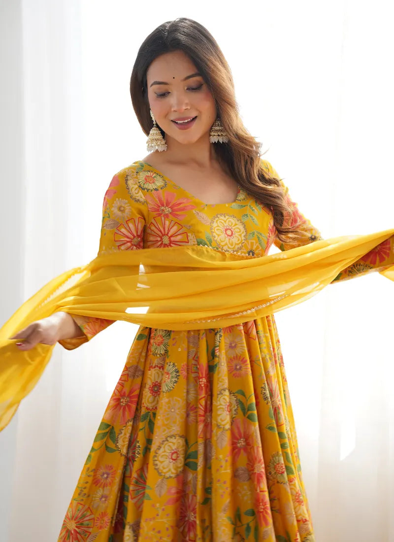 Heavy Pure Soft Romansilk Chanderi Discharge Print Fabric Yellow