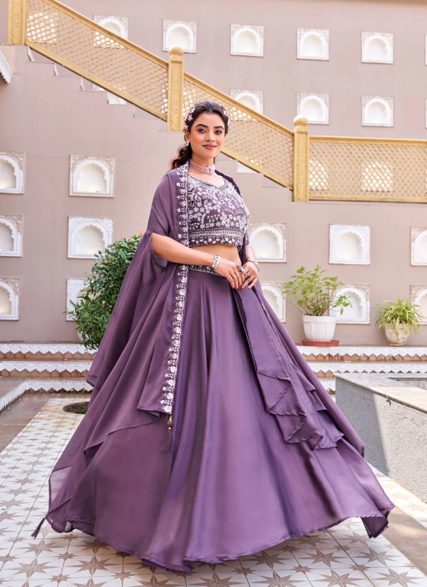 Purple Pure Rangoli Silk Lehenga Choli