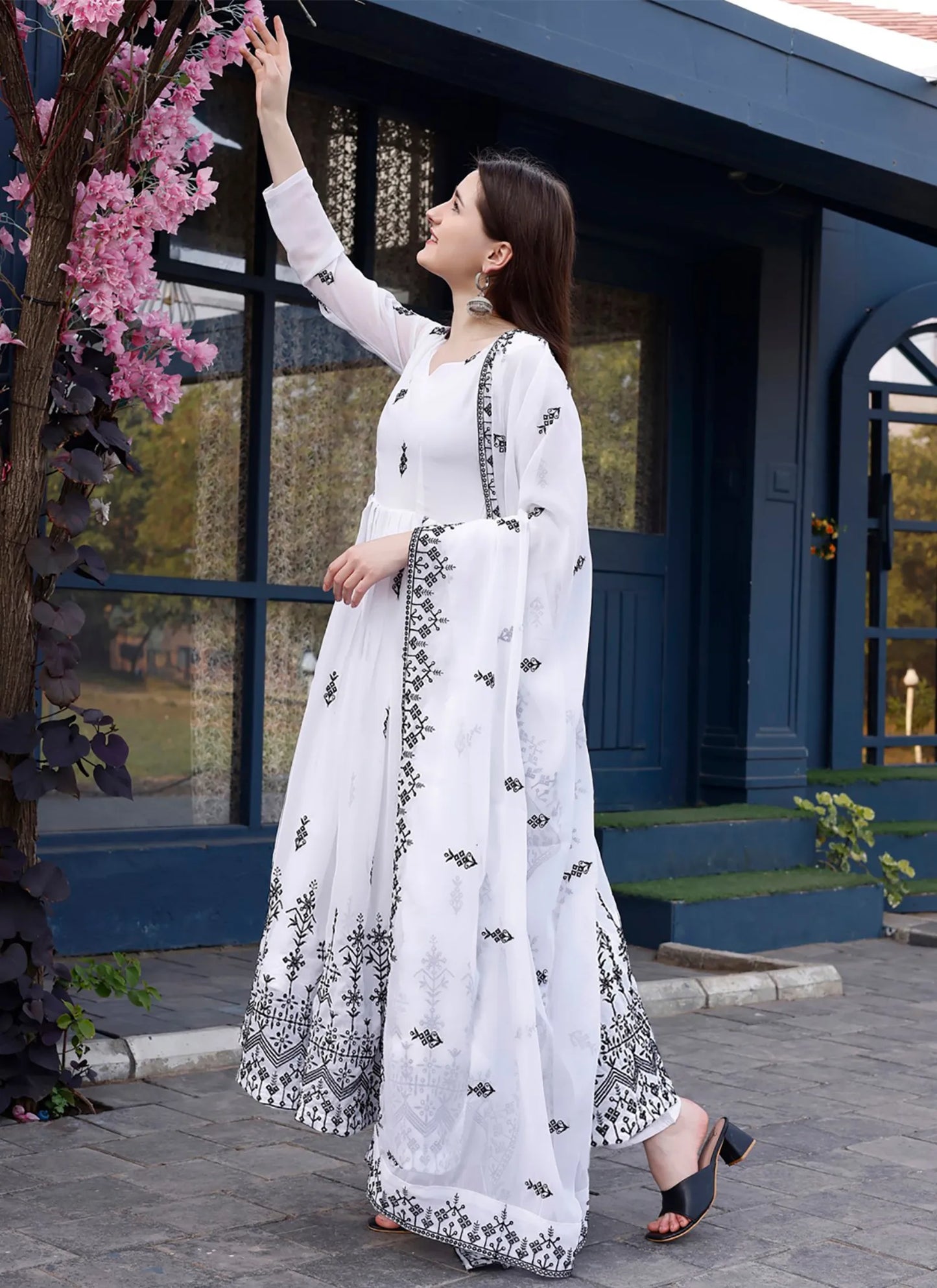 Nandani Anarkali Gown White