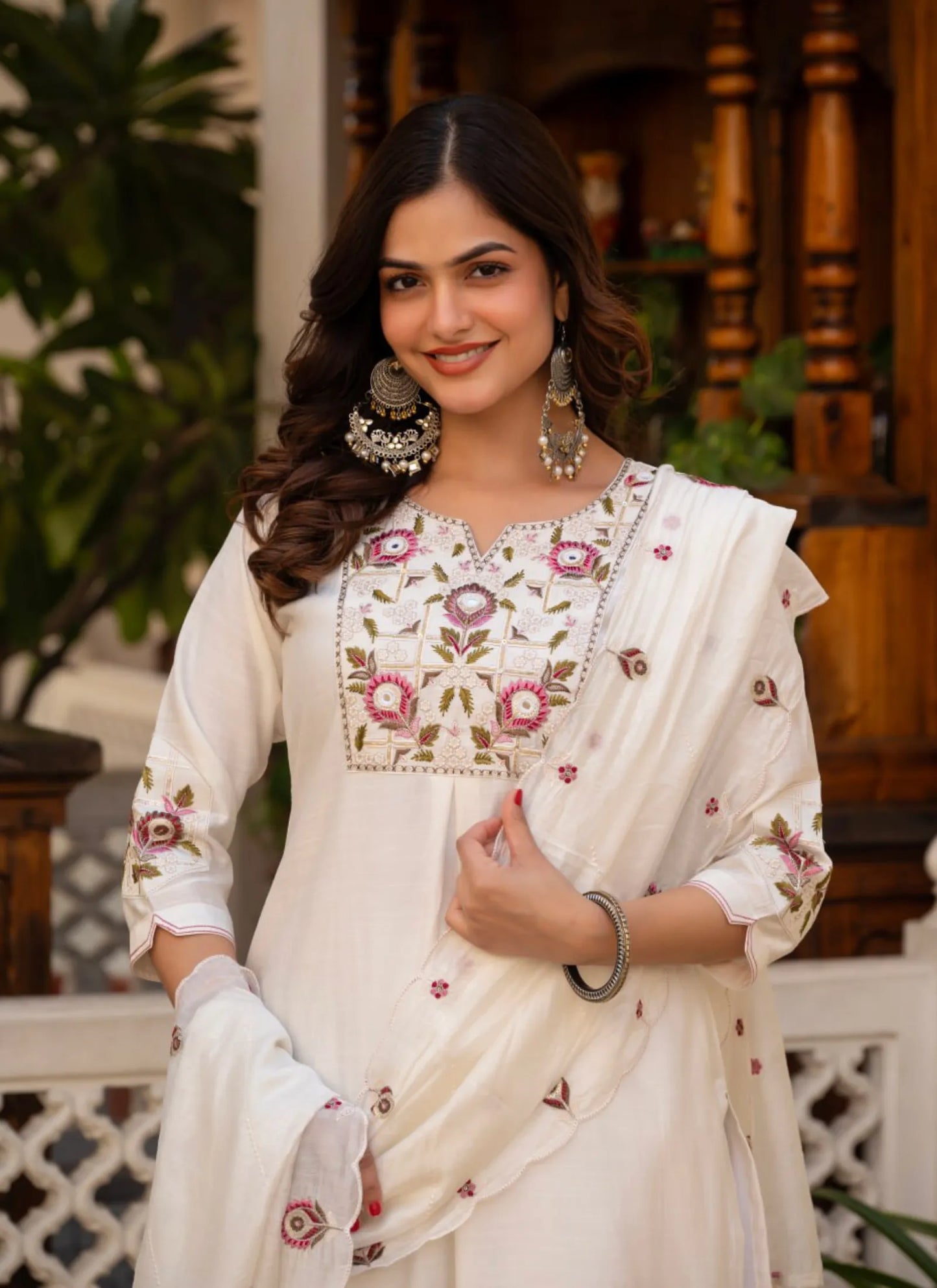 White Pure Viscose Designer Kurta Set