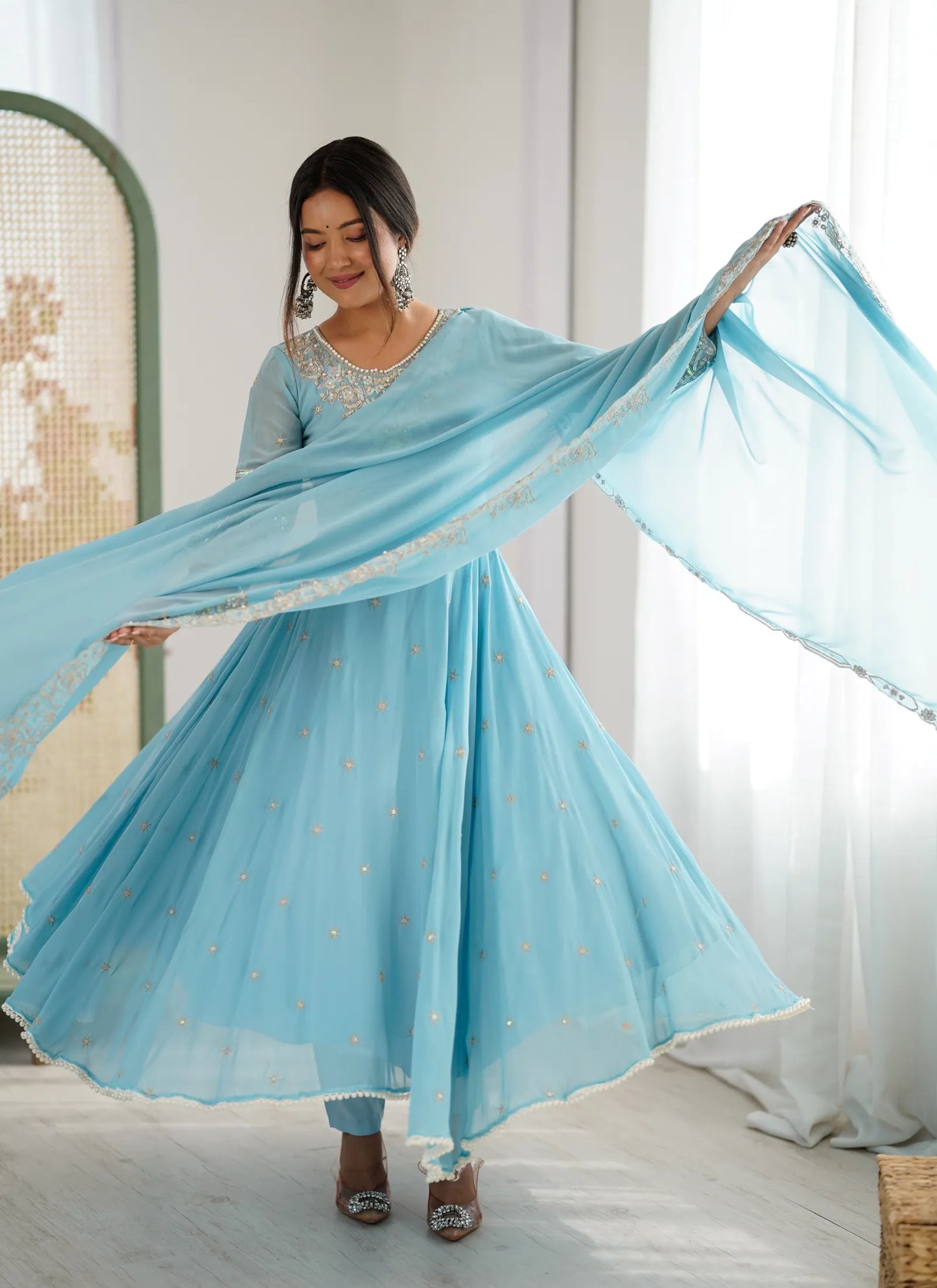 Sky Rembo Sequence Designer Anarkali Suit