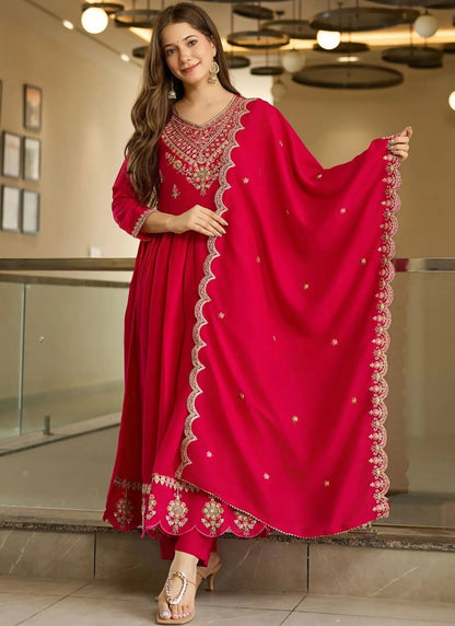 Pink Kent Sharara Anarkali Suit