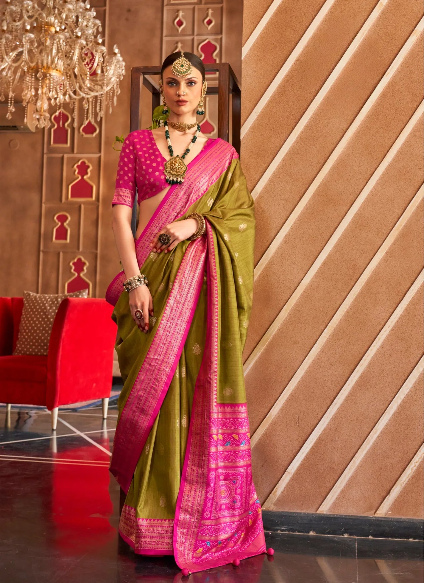 Banarasi Silk Saree Mehndi