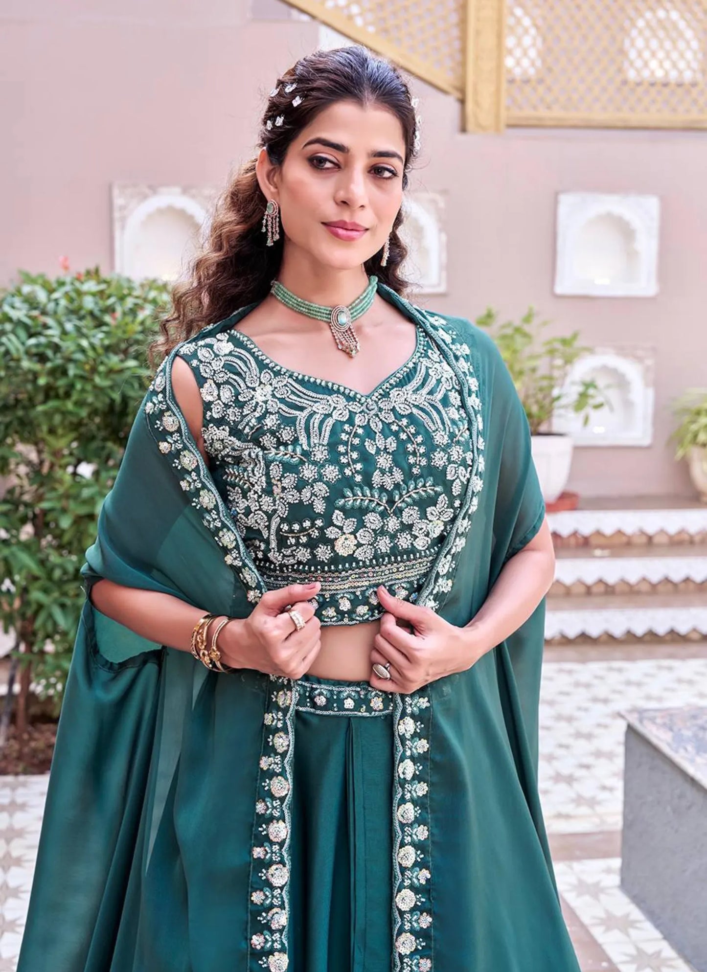 Green Pure Rangoli Silk Lehenga Choli