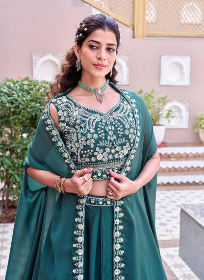 Green Pure Rangoli Silk Lehenga Choli
