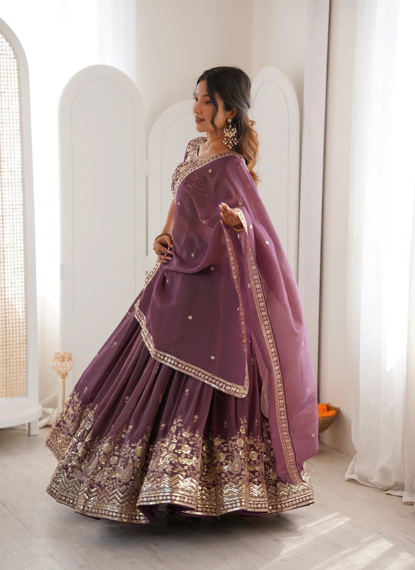 Mauve Heavy Simmer Silk Lehenga Choli