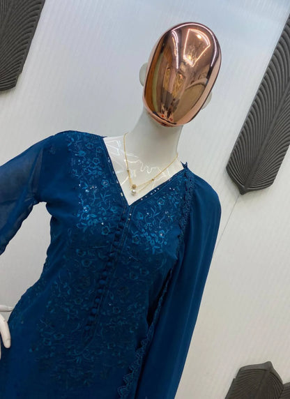 Premium Georgette Embroidery Salwar Suit Blue