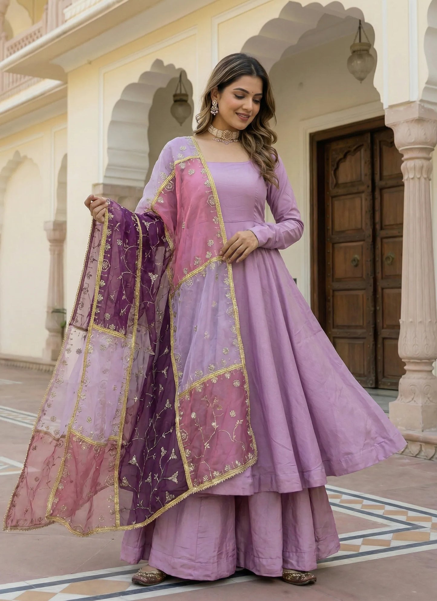 Stunning Roman Silk Gown Purple