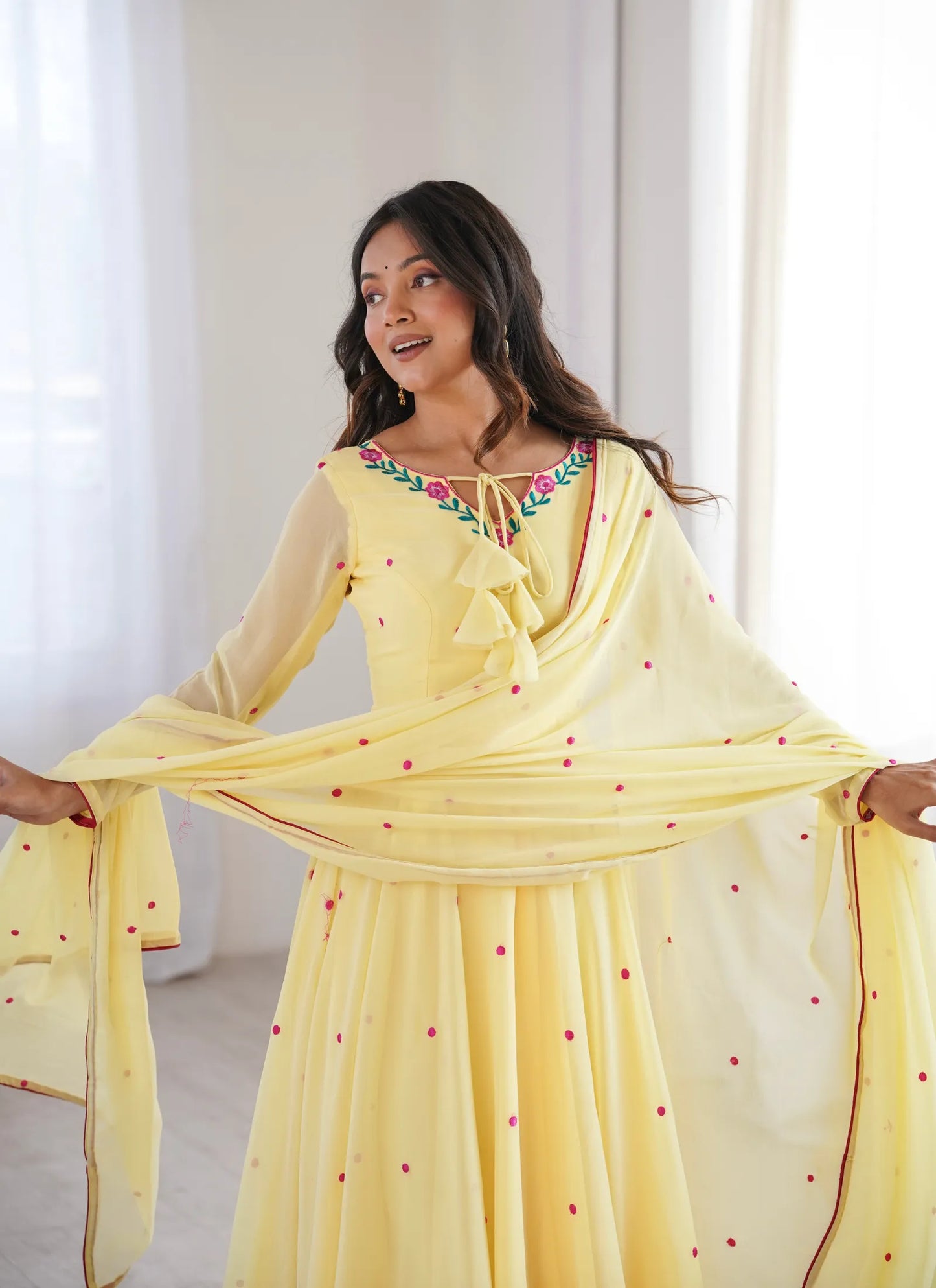 Light Yellow Heavy Faux Georgette Anarkali Suit