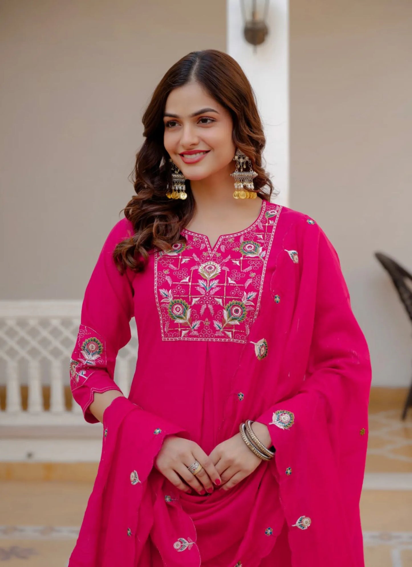 Pink Pure Viscose Designer Kurta Set