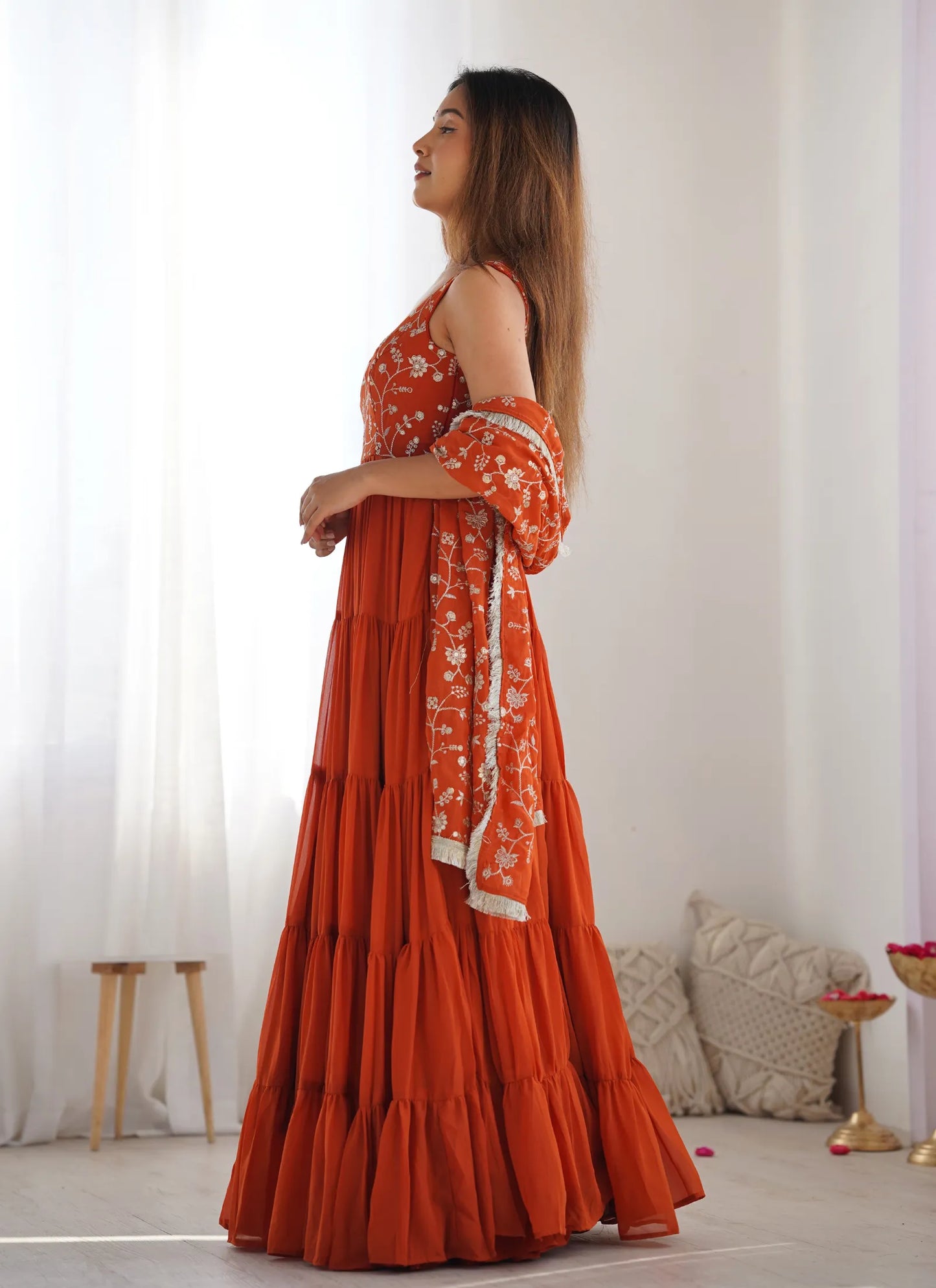Pure Soft Georgette Anarkali Rust