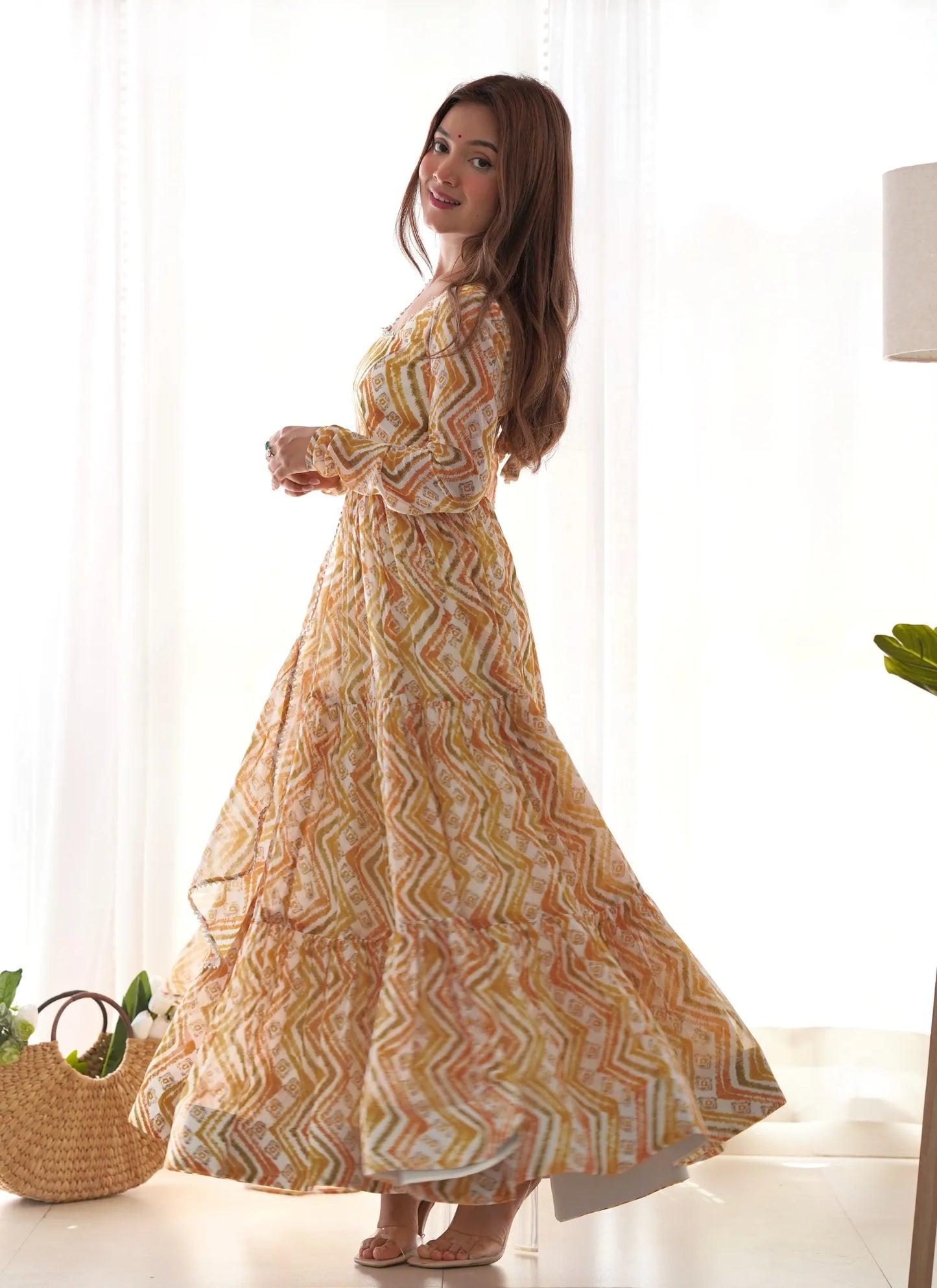 Pure Soft Fox Georgette Anarkali Light Yellow