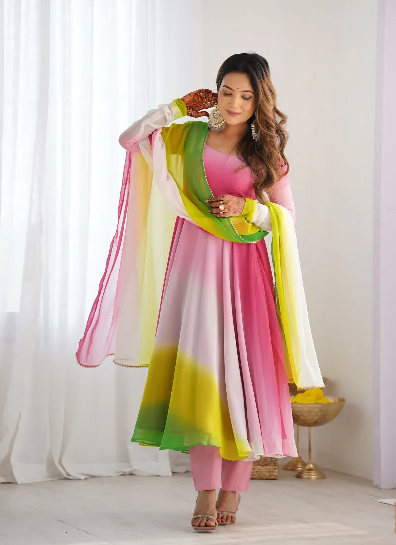 Heavy Pure Soft Fox Georgette Anarkali Multicolor