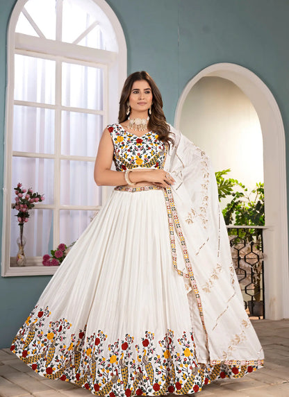 Tradition Embroidery Lehenga Choli White