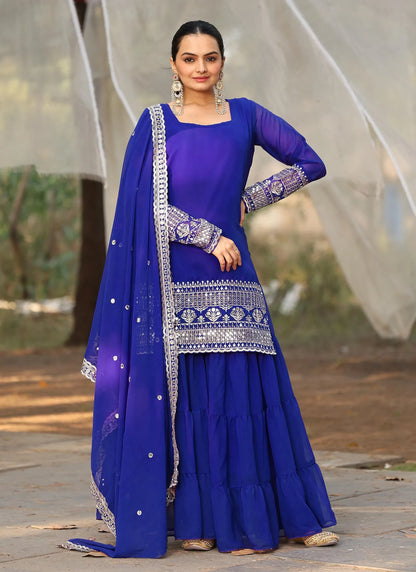 Pakiza Sharara Kurta Set Royal Blue