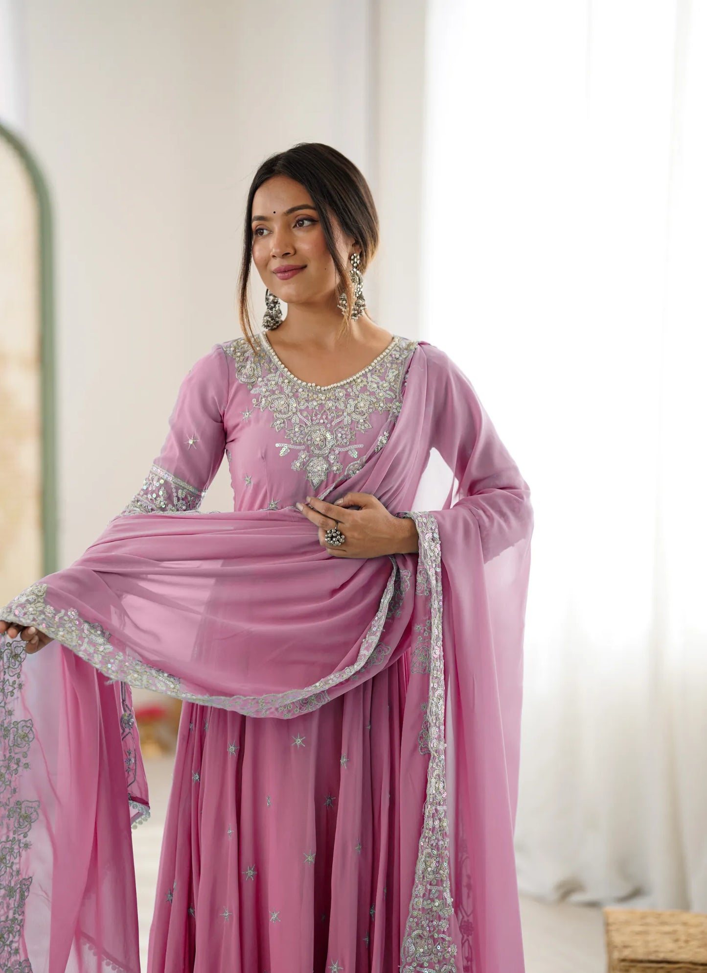 Pink Rembo Sequence Designer Anarkali Suit