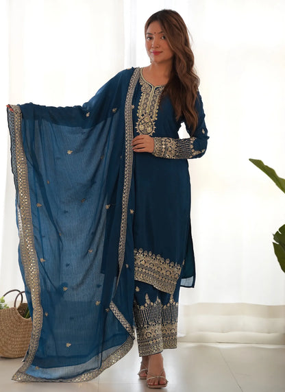Peacock Pure Chinon Silk Kurta Set