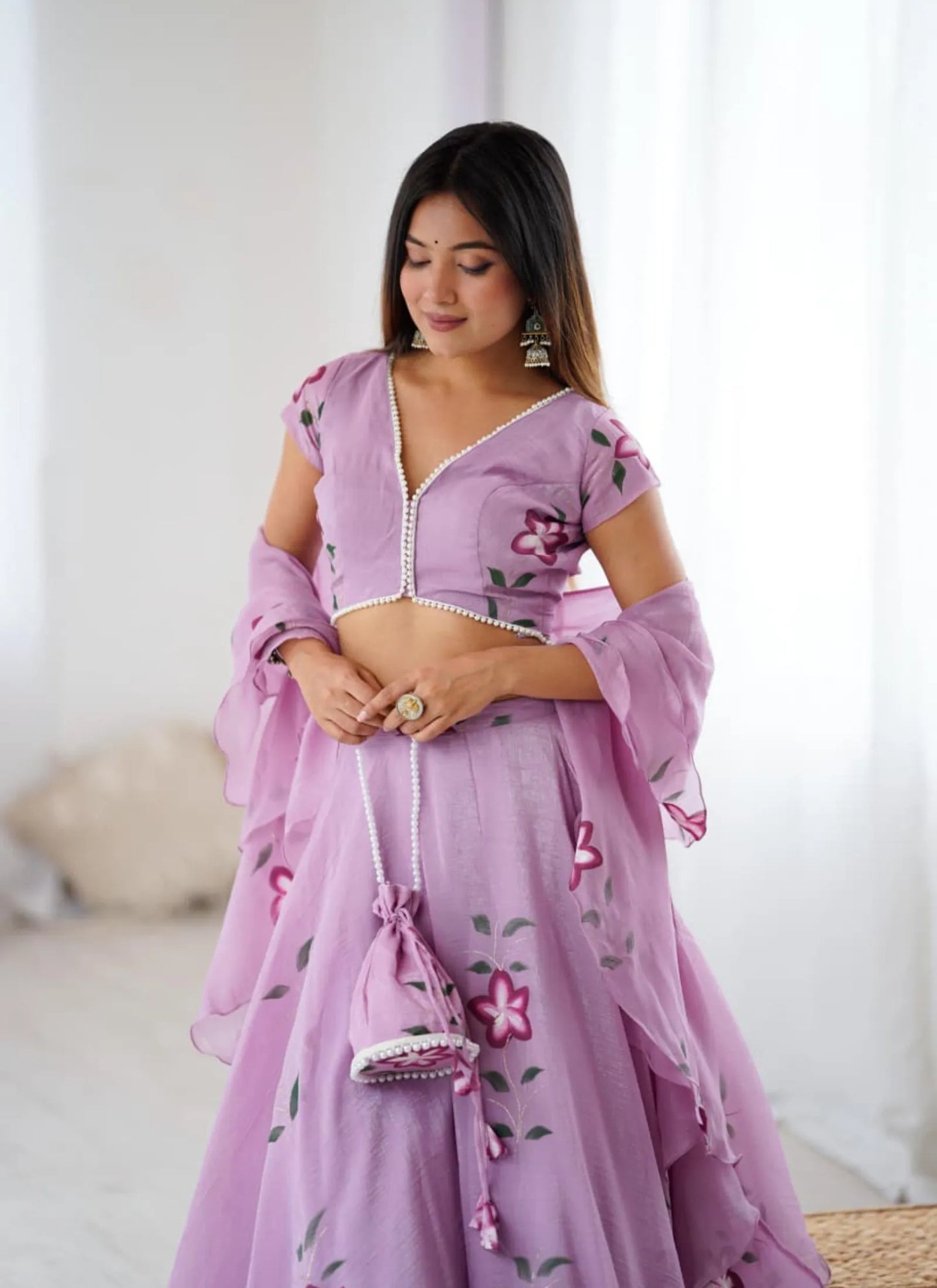 Fandy Handpaint Lehenga Choli Mauve