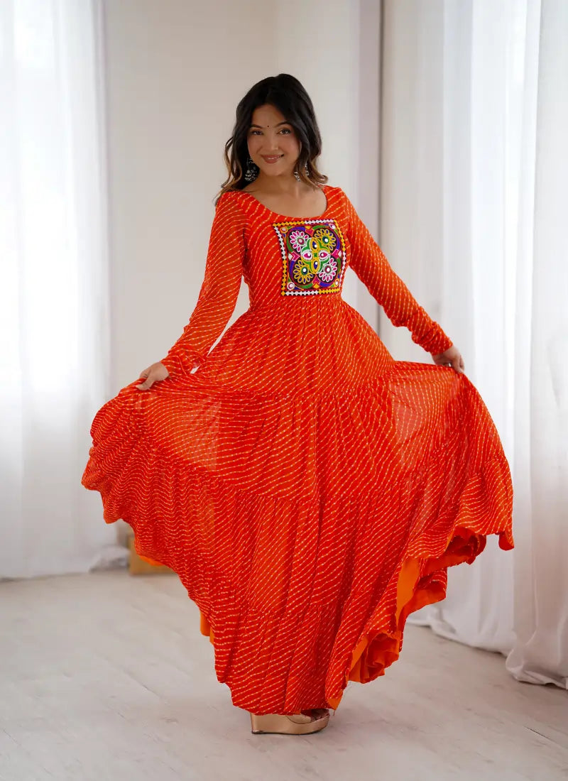 HEAVY PURE SOFT FOX GEORGETTE LAHERIYA PRINT ANARKALI