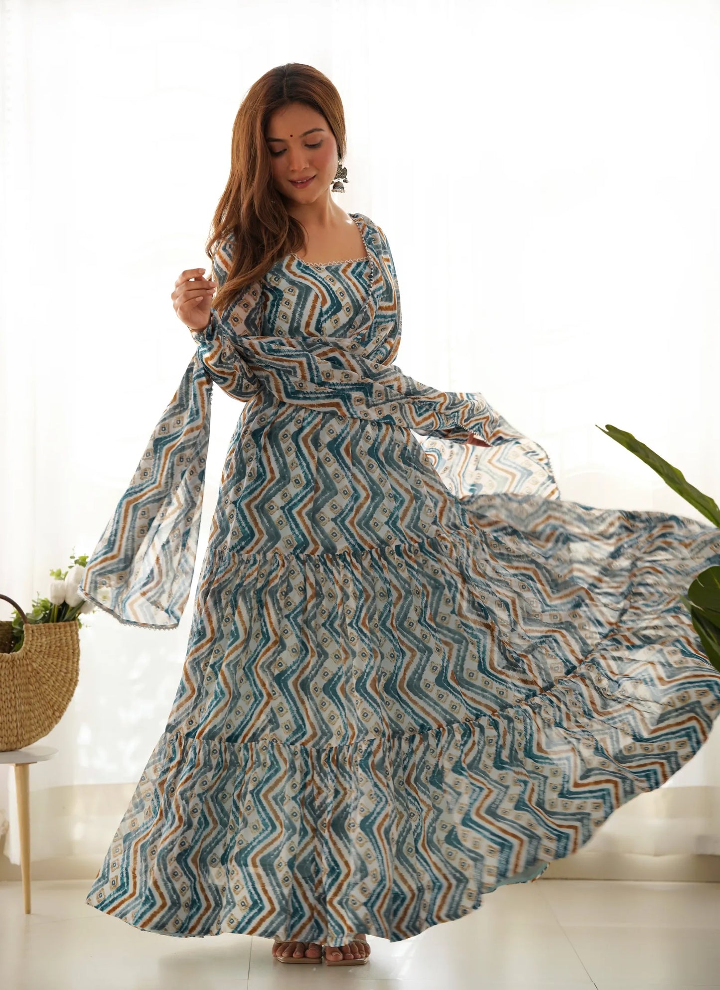 Pure Soft Fox Georgette Anarkali Light Blue