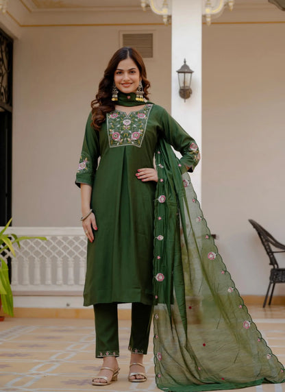 Green Pure Viscose Designer Kurta Set
