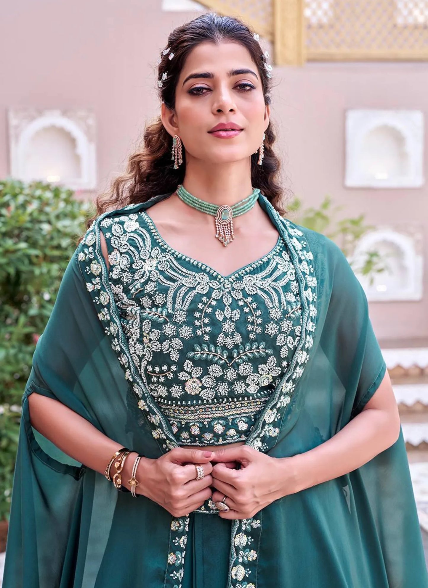Green Pure Rangoli Silk Lehenga Choli